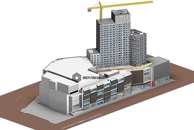 Architectural BIM model of a commercial building