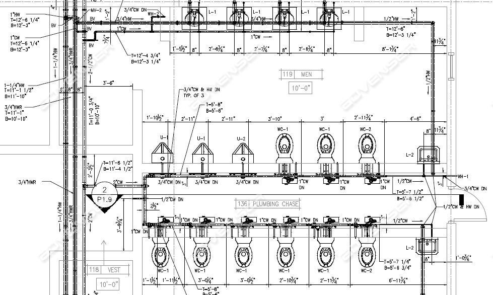 Plumbing shop drawings by Advenser