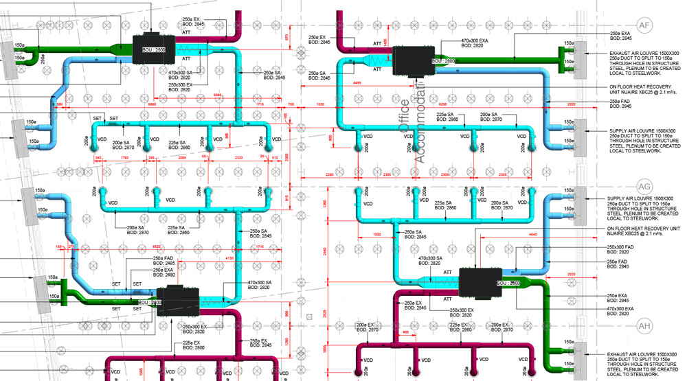 HVAC duct shop drawings