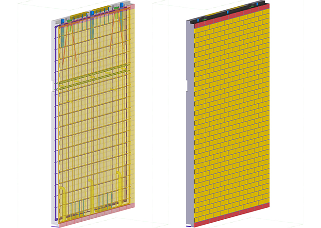 Brick panel 3D model of commercial building